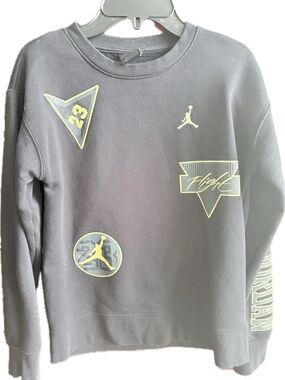 Jordan Black Crewneck Sweatshirt with Yellow Flight Accents